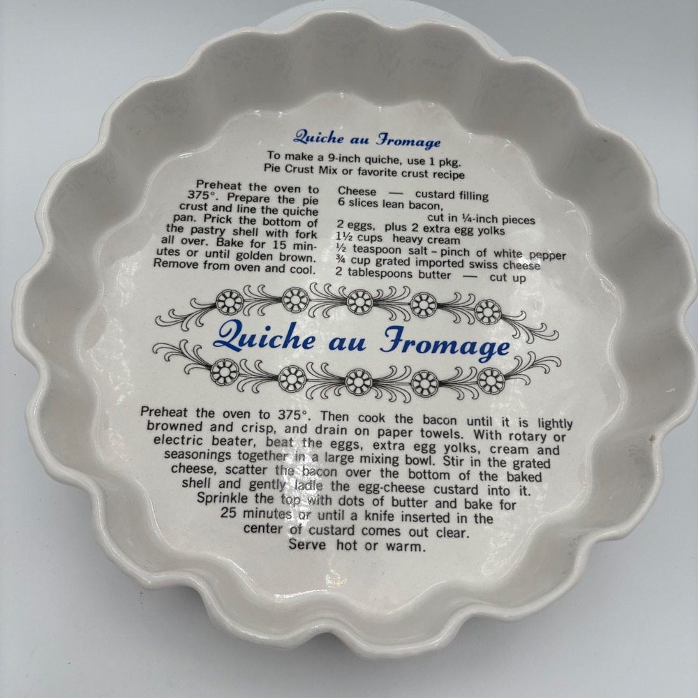 Vtg Quiche au Fromage Pie Plate Tart Pan Fluted Ruffled Edge California Pottey‎